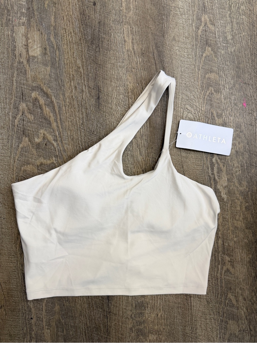 Athleta One-Shoulder Crop Bralette in Cream